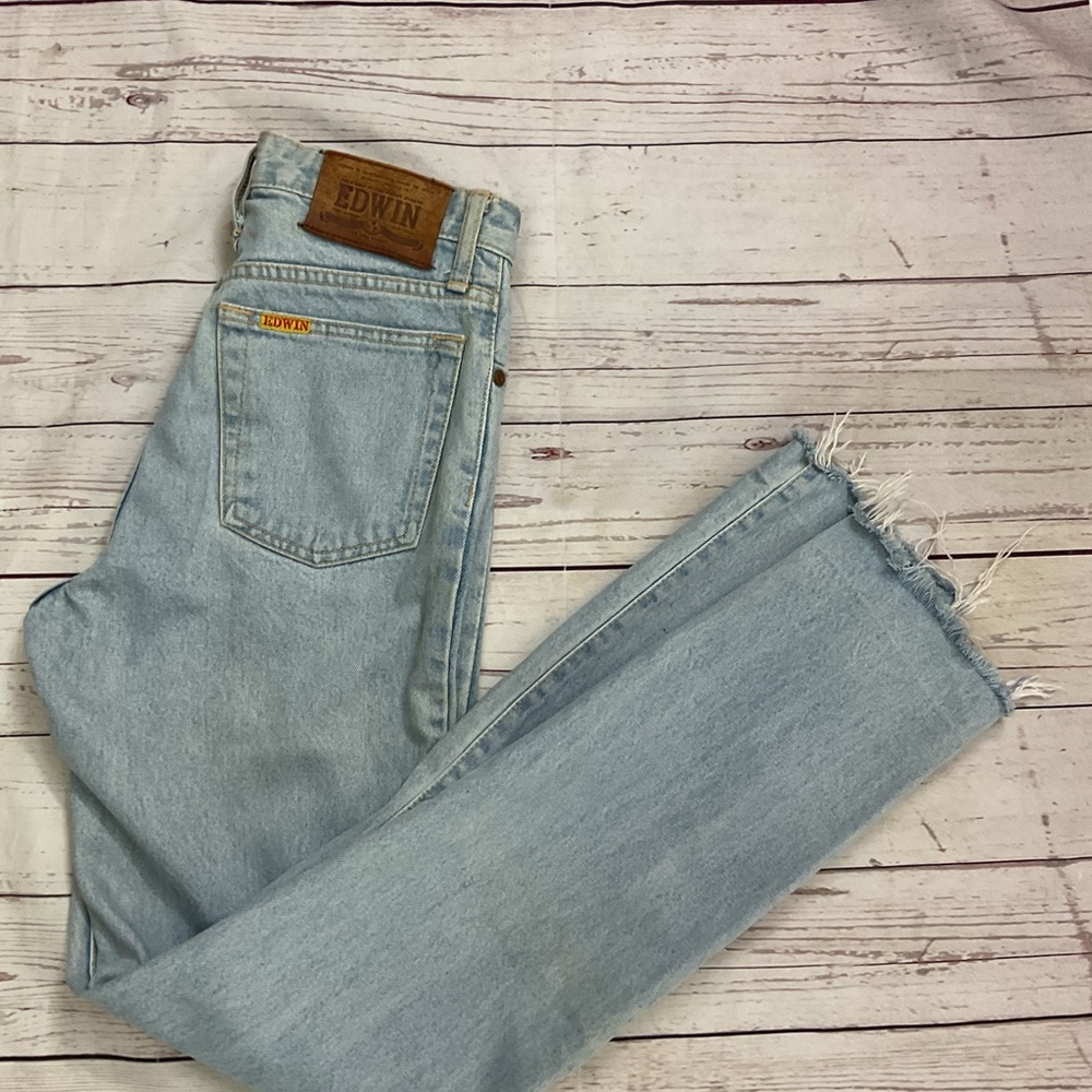 Vintage Men’s 28/34 Edwin American Slim Light‎ Blue Distressed Hem Denim Jeans